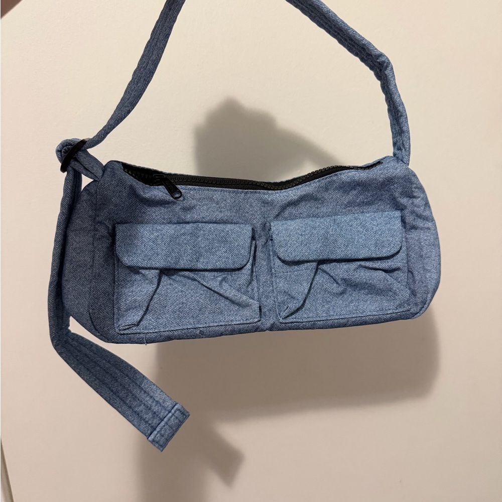 NWT BAGGU Digital Denim Cargo Shoulder Bag